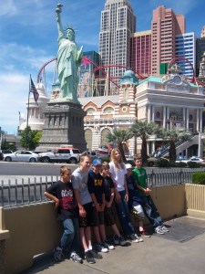 The team in front of New York New York