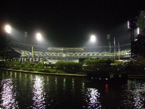 Looking back at the ballpark from the bridge. Great picture by Michael!