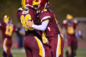 A chest bump from the punter...